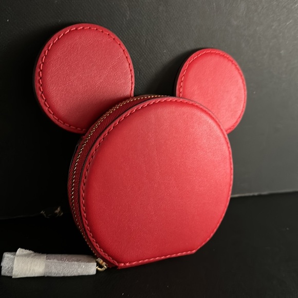 COACH X Disney Mickey Mouse Limited Edition Coin Purse Red Leather Ears Case NWT - Picture 9 of 10